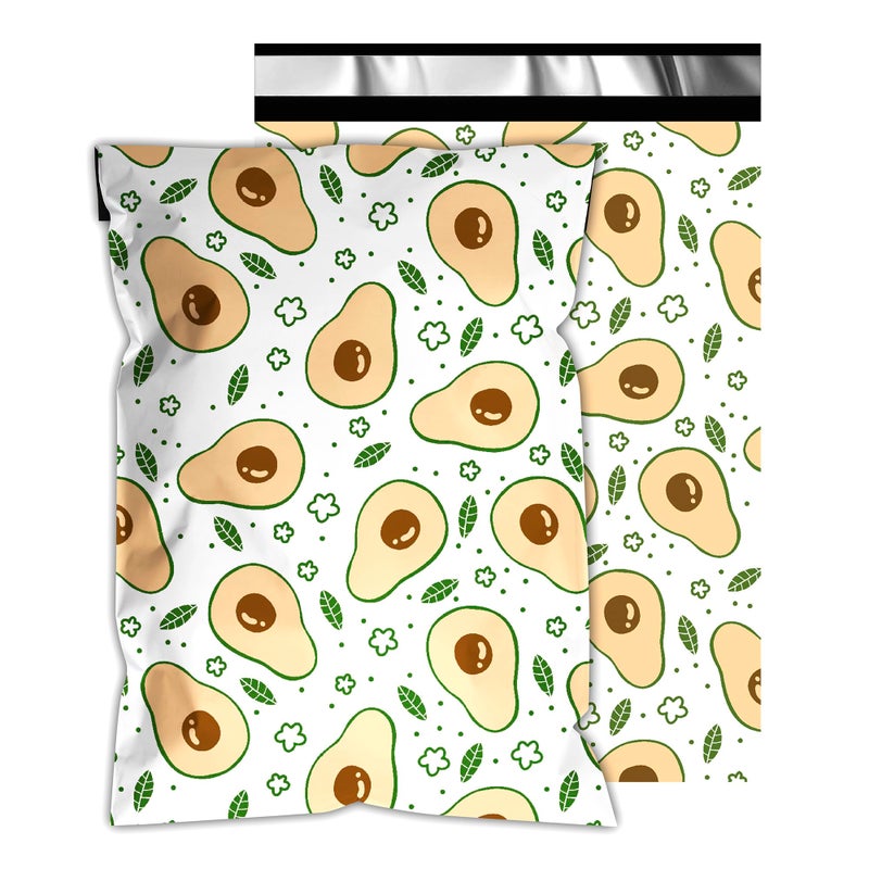 Vapulcio Poly Mailers 12x15.5 Inch 50 Pcs - Avocado printed Shipping Bags, 2.4mil Thickness, Waterproof and Tear Resistant Mailing Envelopes, Self-Sealing Packaging Bags for Small Business - Image 1